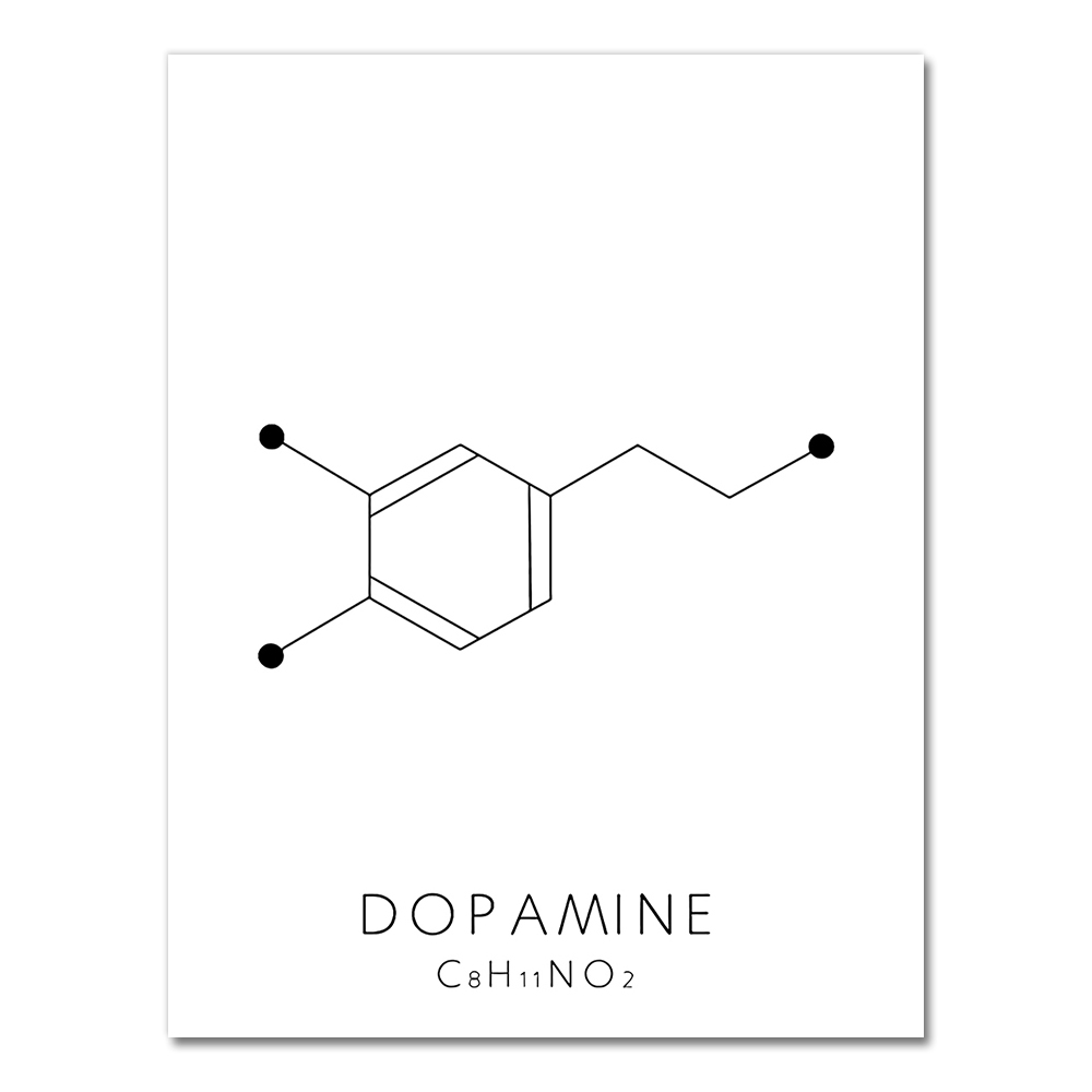 Molecule Serotonin Wall Art Canvas Poster Print Oxytocin & Dopamine Painting Molecular Structure Picture Chemistry Science Decor