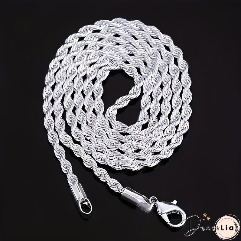 2pcs Sterling Silver Necklace Bracelet Set Stylish Unisex Duo Versatile Daily Wear for Him