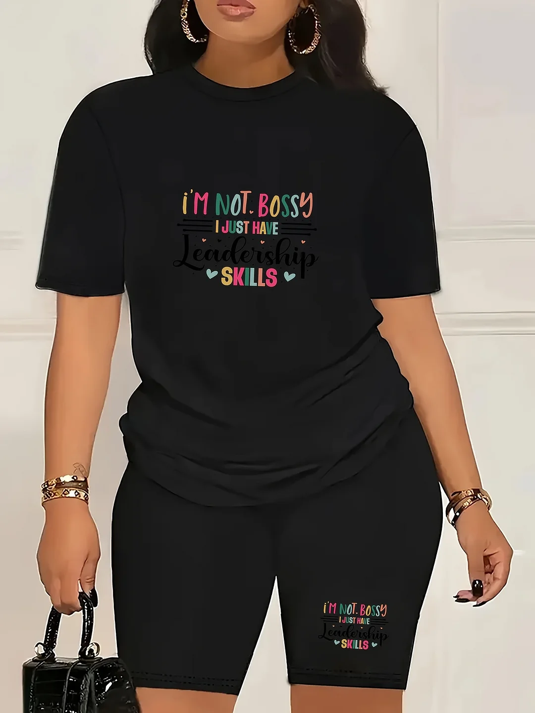 Casual Fashion Summer Two-Piece Fun C- Calvin Printed T-Shirt Shorts Ladies Two-Piece Set Exercise Yoga Set Lightweight& Breathable Comfort | IFYHOME