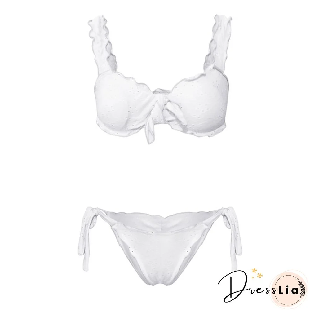 Fashion Women Two Piece Bikini Set Summer Beach Ruched Push-up Padded Bikini Tops High Waist Bottoms Ladies Swimwear