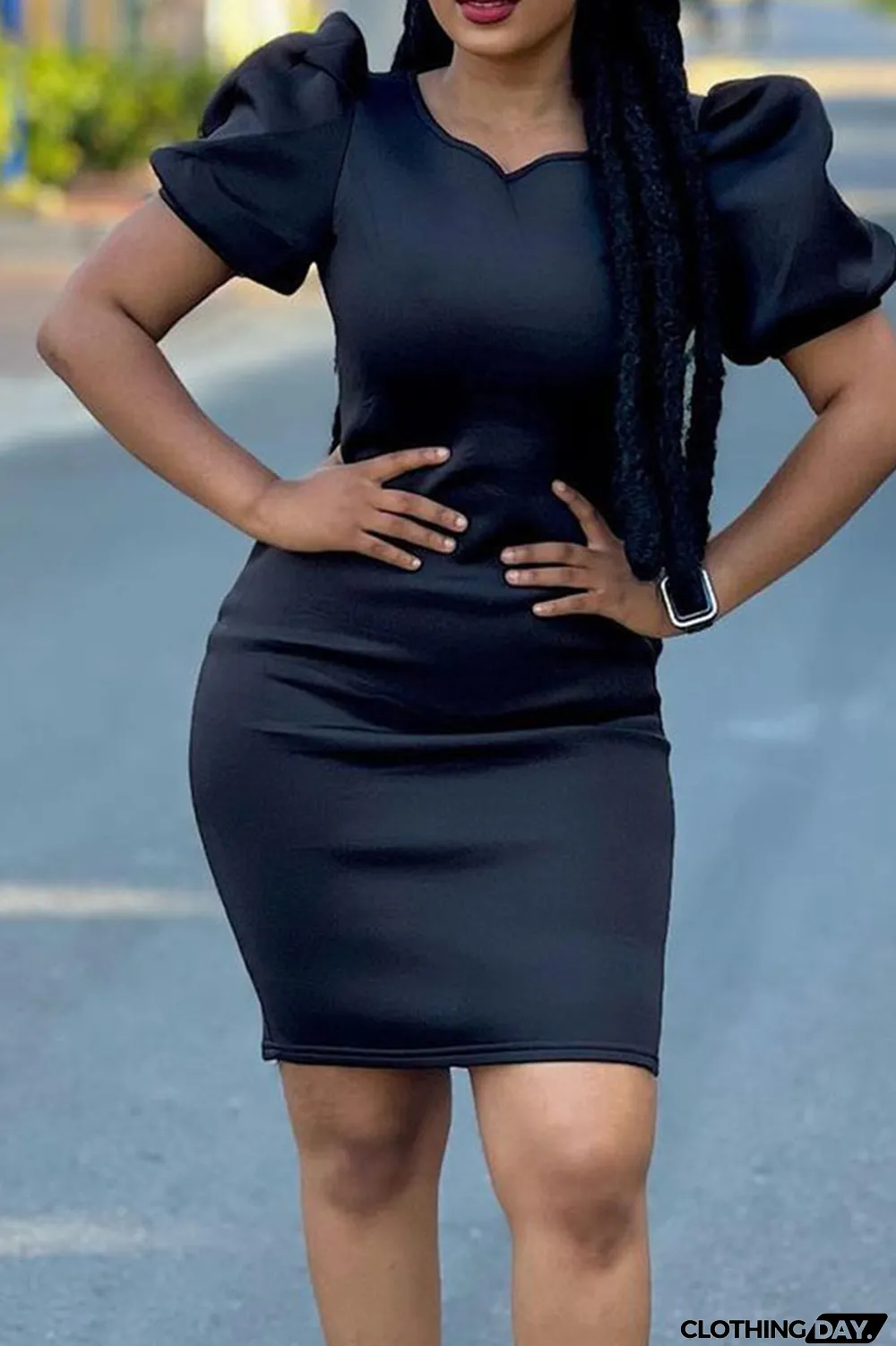 Rose Pink Casual Elegant Solid Patchwork O Neck One Step Skirt Dresses