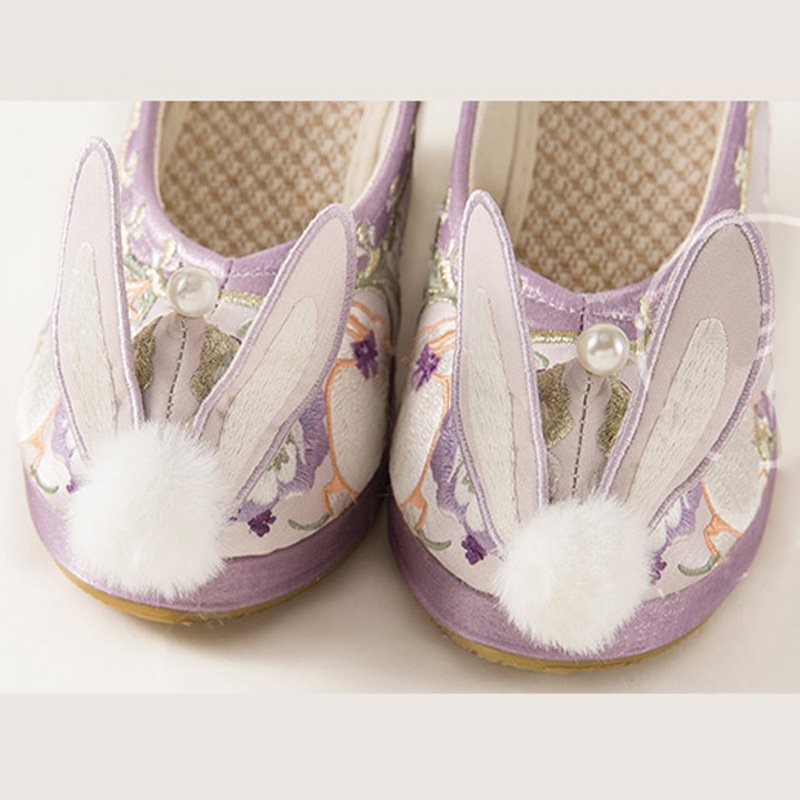 Vintage Cute Bunny Fuzzy Ball Platform High Heels Shoes - Modakawa Modakawa