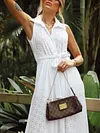 Hollow Lapel Collar Maxi Dress