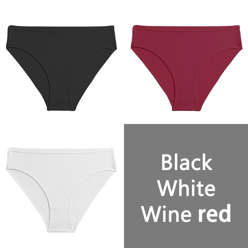 FINETOO S-XL Cotton Panties Women Low-rise Briefs Underpants Ladies Comfortable Underwear Fashion Jacquard Panty Lingerie 3Pcs