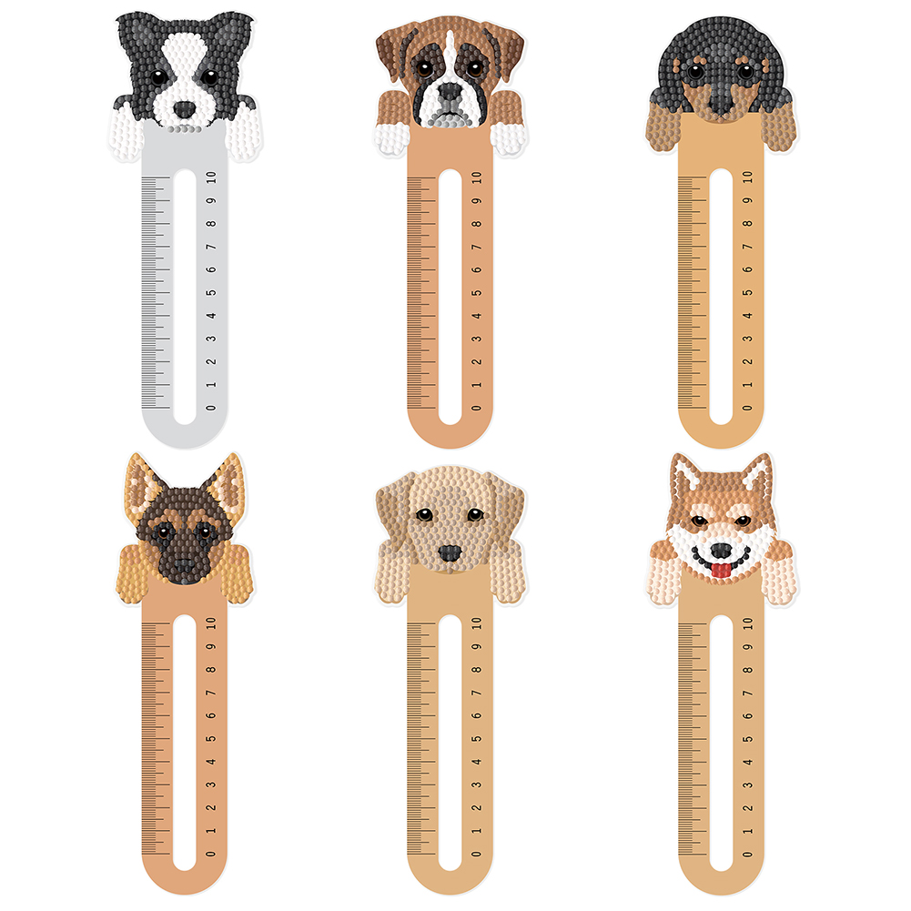 6Pcs PET Cartoon Animals 5D DIY Diamond Art Ruler Book Mark for Reading Day Gift