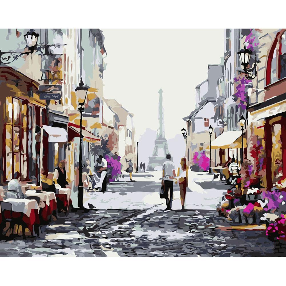 

40x50cm - Paint By Numbers Lively Street, 501 Original