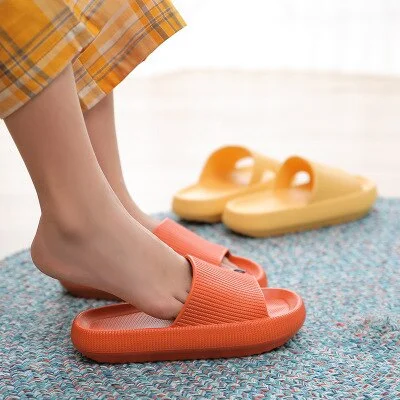 Women Thick Platform Slippers Summer Fashion EVA Soft Sole Beach Slide Sandals Men Couple's Indoor Bathroom Anti-Slip Shoes Home