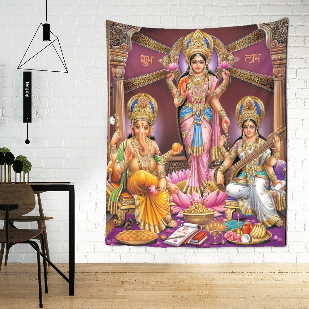 Elephant Indian Mandala Tapestries Multiple Sizes Wall Hanging Ganesha Tapestry Walls Decor Polyester Fabric Home Decor