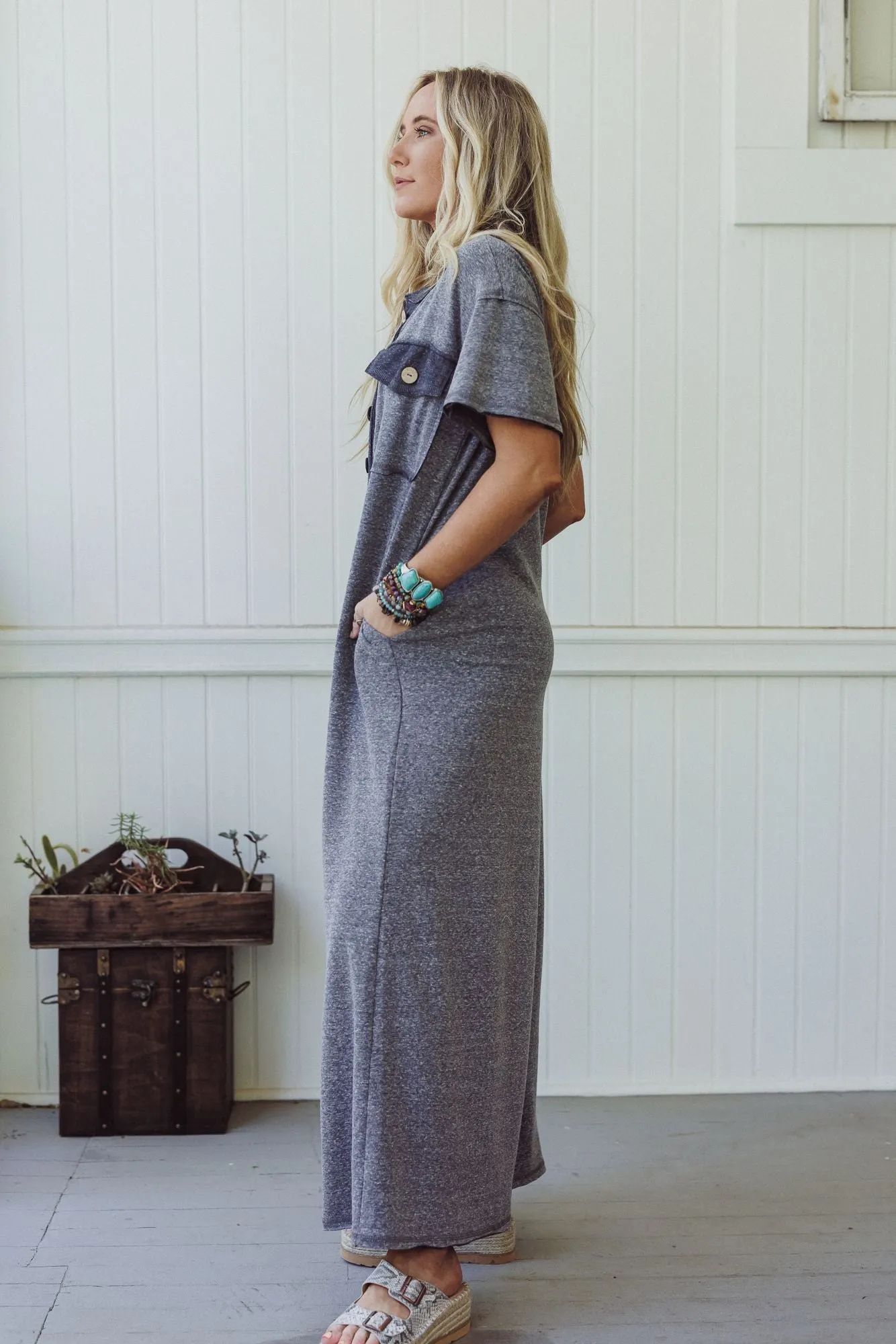The Nest Jodi Short Sleeve Jumpsuit - Charcoal