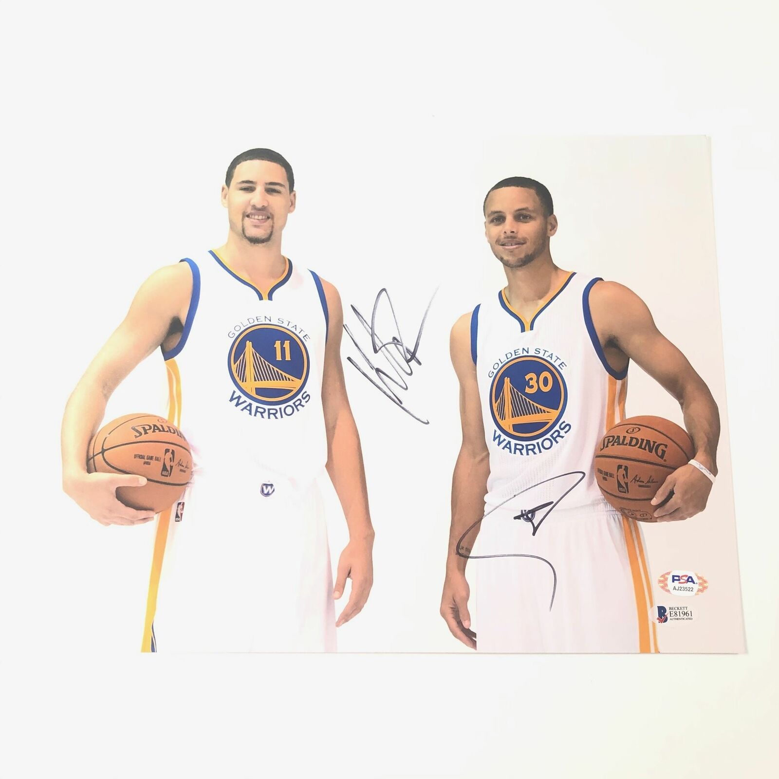 Stephen Curry Klay Thompson signed 11x14 Photo Poster painting PSA/DNA BAS Beckett