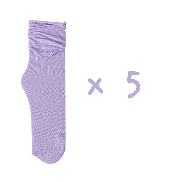 5 Pairs College Style Solid Color Loose Socks - Gotamochi Kawaii Shop, Kawaii Clothes