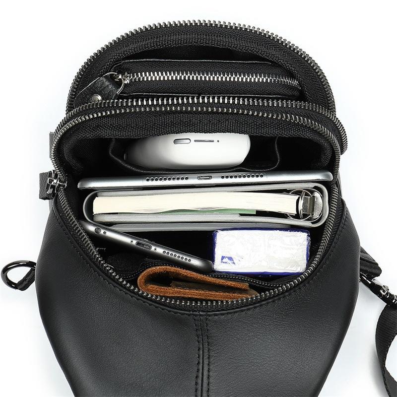 Retro Men's Leather Chest Bag Casual Sports Crossbody Bag