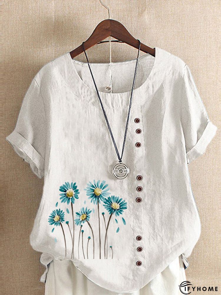 Sleeveless Floral-Print Floral T-shirt | IFYHOME