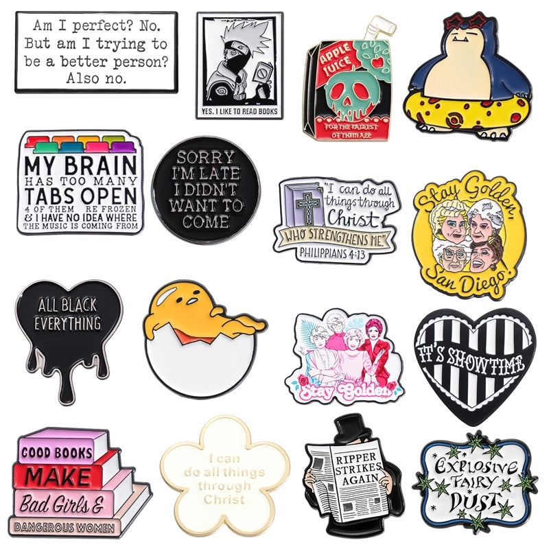 Cartoon Style Pin Book Letter Heart Shape Alloy Stoving Varnish Unisex Brooches