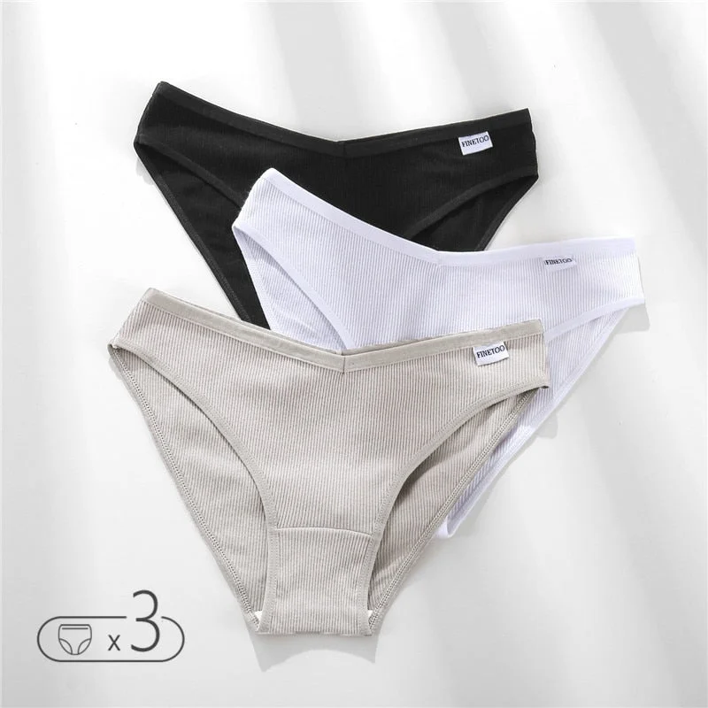 FINETOO Cotton Underwear Women M-XL Panties Fashion V Waist Underpants Low-rise Women's Briefs Soft Panty Comfortable Lingerie