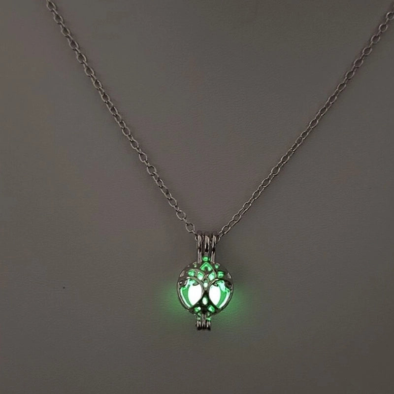 Luminous Hollow Diy Cage Christmas Tree Women’s Necklace