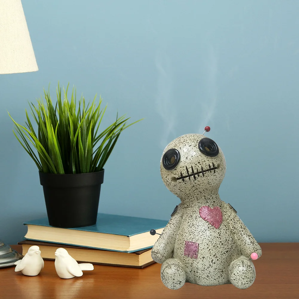 Cartoon Sprayable Voodoo Doll Incense Burner Resin Cursed Dolls Prop (A)