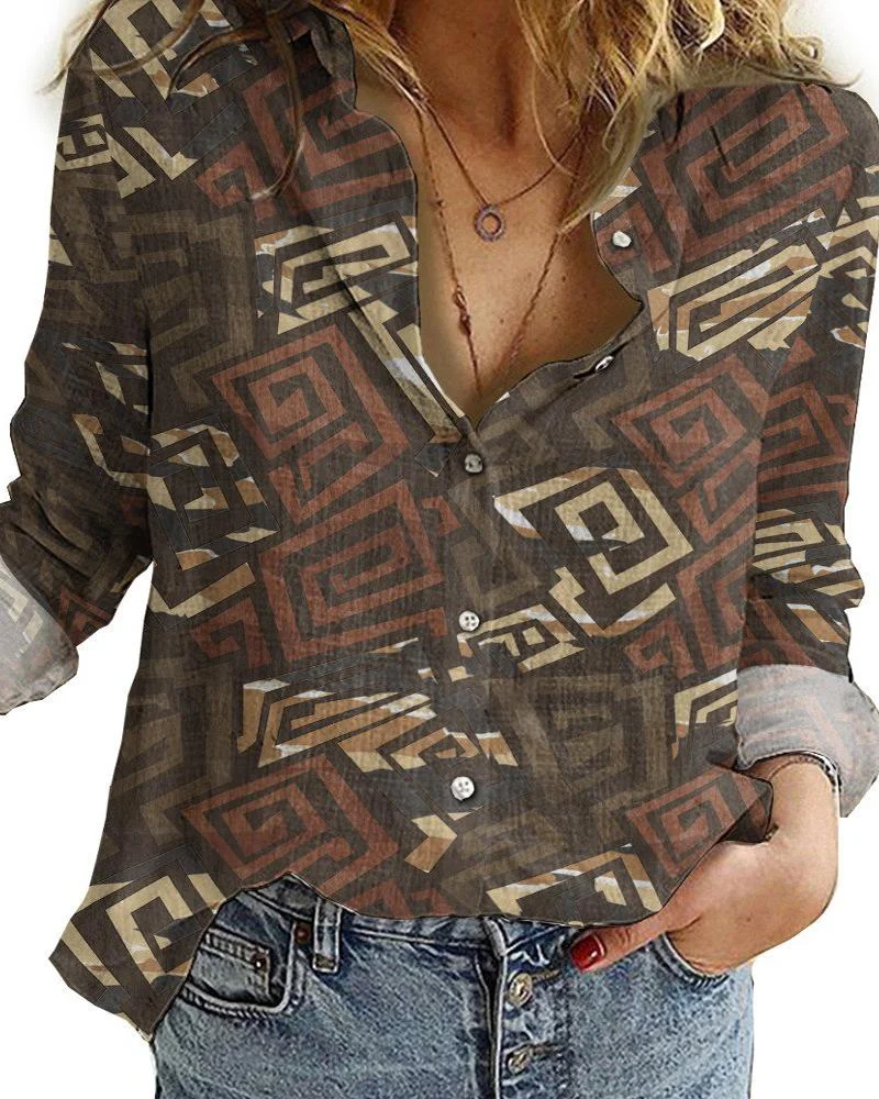 Women's casual printed shirt-120223