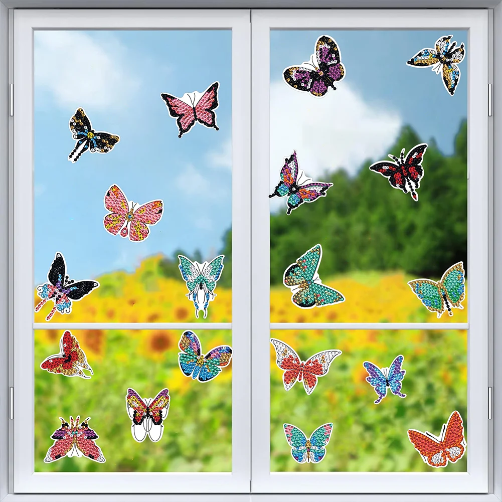 19Pcs Butterfly Diamond Painting Sticker Rhinestone Stickers Colorful Butterfly