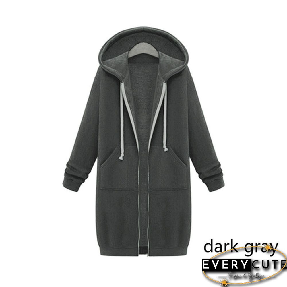 12 Colors New Autumn And Winter Women's Hooded Sweater Thick Long-Sleeved Jacket Casual Zipper Cardigan Loose Coat