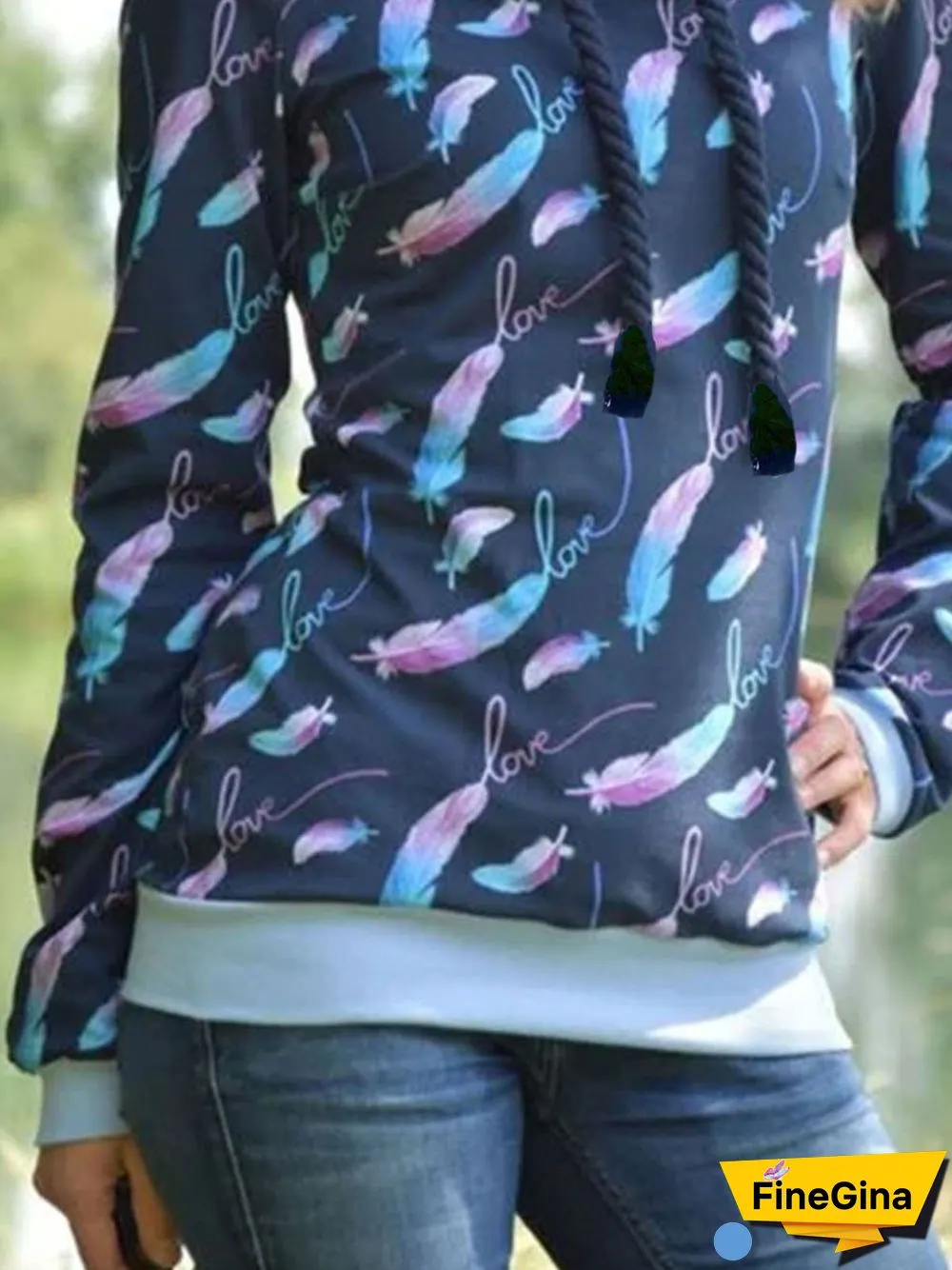 Printed Hoodie Long Sleeve Casual Sweatshirts