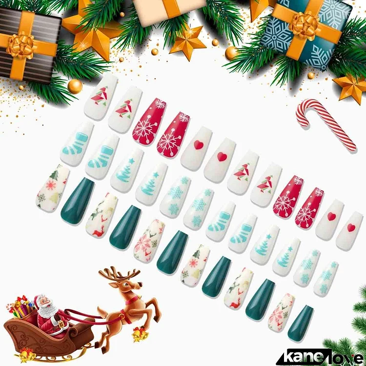 72-Piece Christmas Theme ABS Press-On Nails