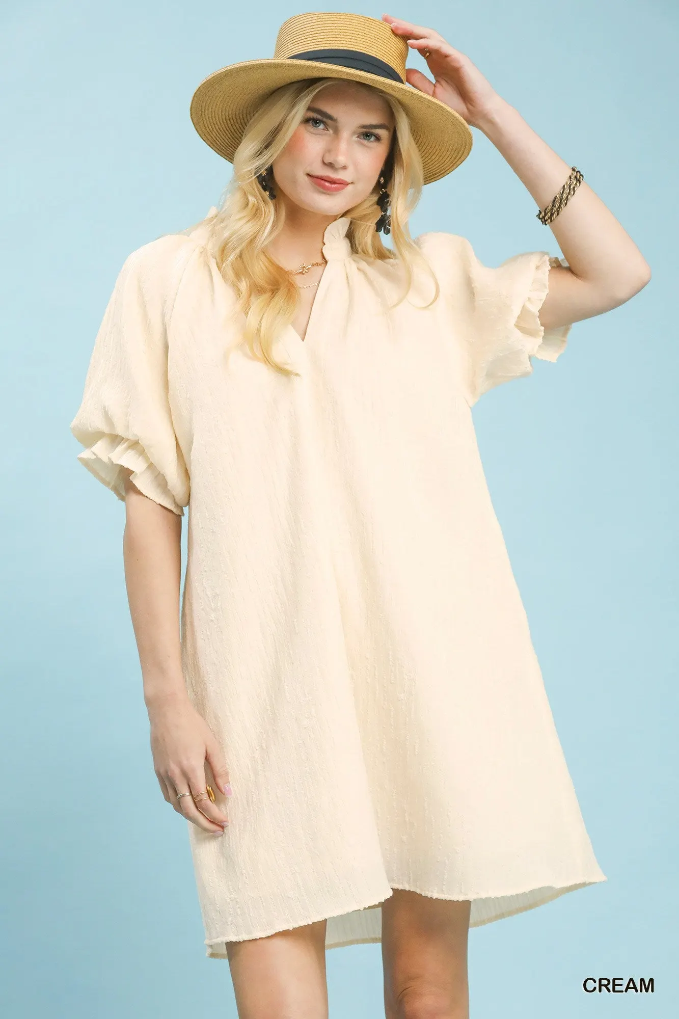 Umgee Linen Blend Ruffle Dress mysite idetrend