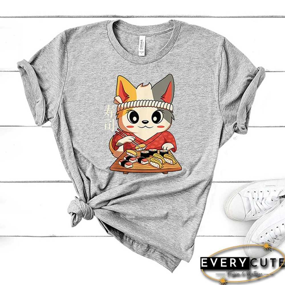 Fashion New Sushi T-Shirt Men And Women Cartoon T-Shirt Harajuku Streetwear T-Shirt Casual Tops Tees