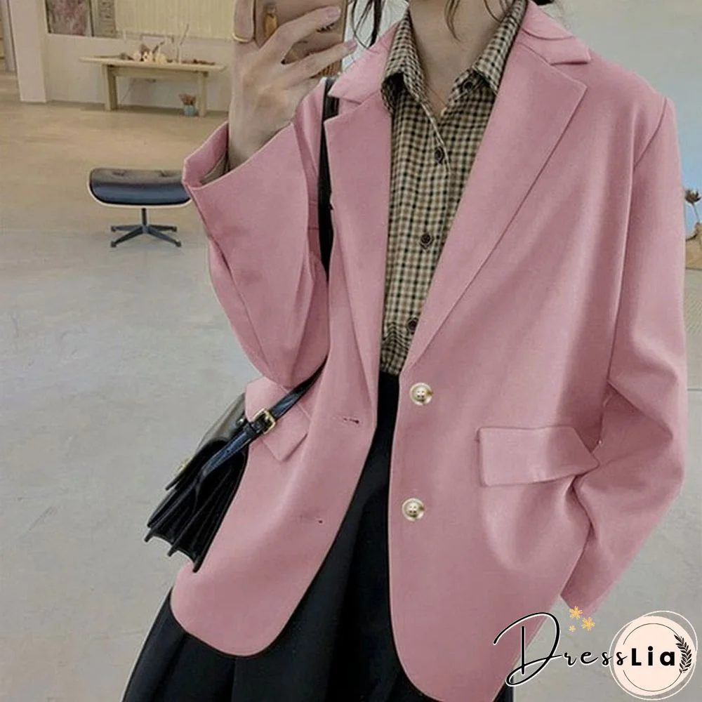 Jackets And Blazers Suit For Women Spring Loose Casual Khaki Black Office Blazer Jacket Female Oversize Women'S Office Suit