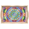 (35*24.5cm)Wooden Retro Mandala Pattern 5D DIY Diamond Painting Serving Tray with Handle Kit