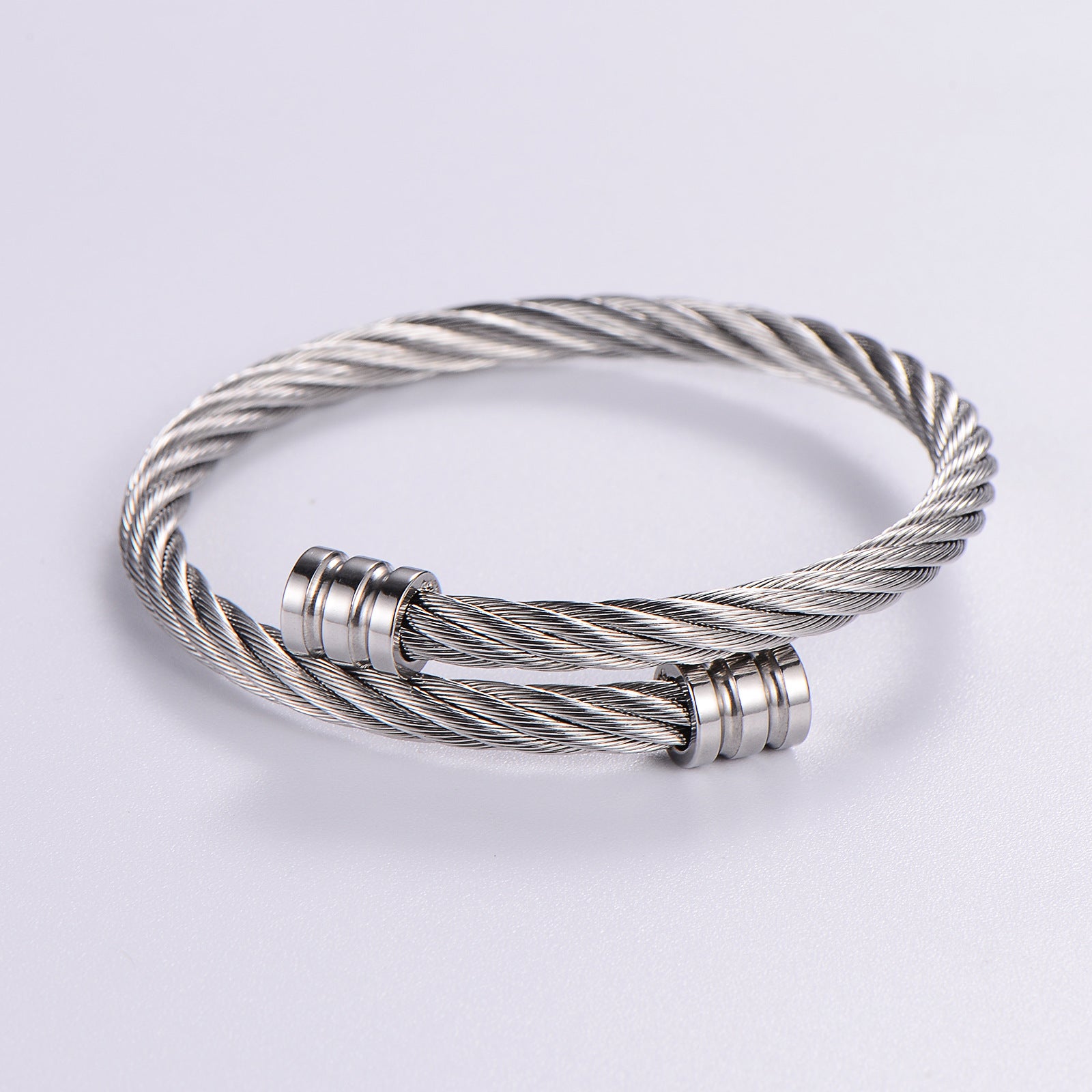 Retro Vintage Stripe Circle Round Stainless Steel Electroplating Bangles