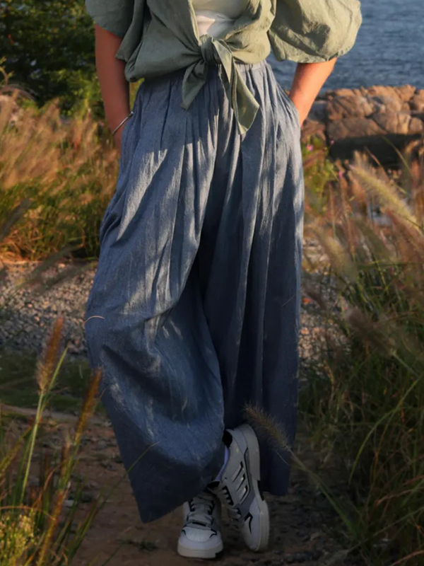 Loose Outdoor Pleated Women's Cotton and Linen Pants tjj Shicloths