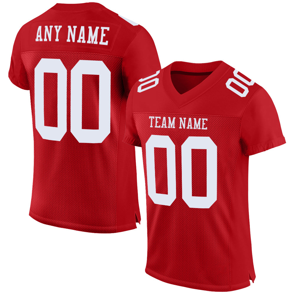 Custom Red White Mesh Authentic Football Jersey | captainssportss.com