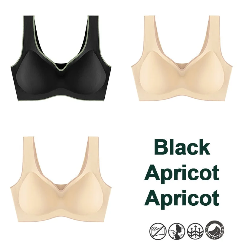 3PCS Latex Bra Women Brassiere Underwear Push Up Bras Seamless Bralette for Female Plus Size Bra Tank Crop Tops Gathers Padded