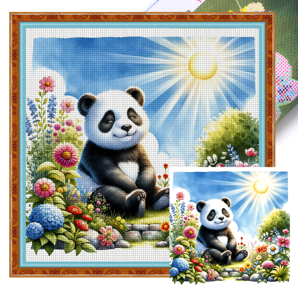 Panda Sous Le Soleil Du Printemps 18CT(30*30cm) Stamped Cross Stitch gbfke
