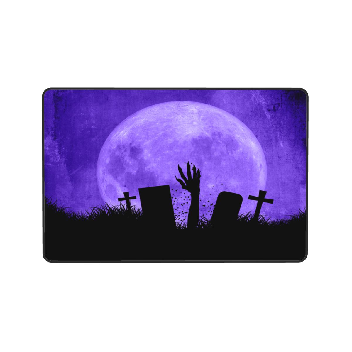 Halloween Zombie Hand Bursting Out Ground Soft Flannel Fabric Non-Slip Door Mat