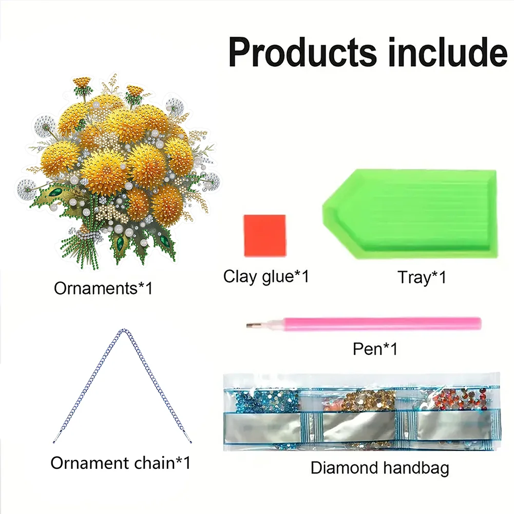 Acrylic Special Shape Dandelion 5D DIY Diamond Painting Dots Hanging Pendant