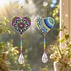 2PCS Love 5D DIY Diamond Painting Wind Chimes Suncatcher Kit Double Sided Diamond Art Kits Suncatcher with Crystal Pendant for Home Wall Window Decor Adults DIY Art Craft