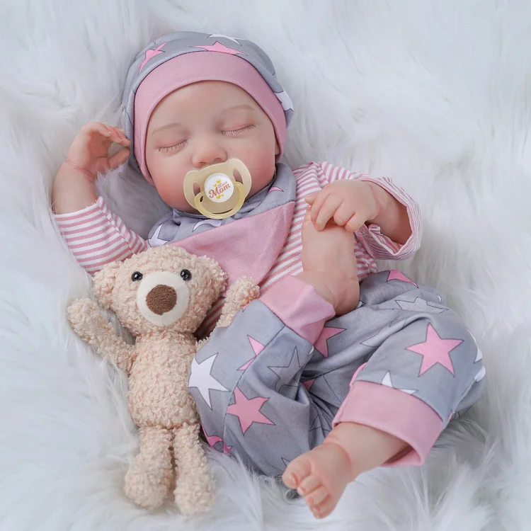 Babeside Lauren 20'' Realistic Reborn Baby Doll Sleeping Sweet Boy Star Grey Pink