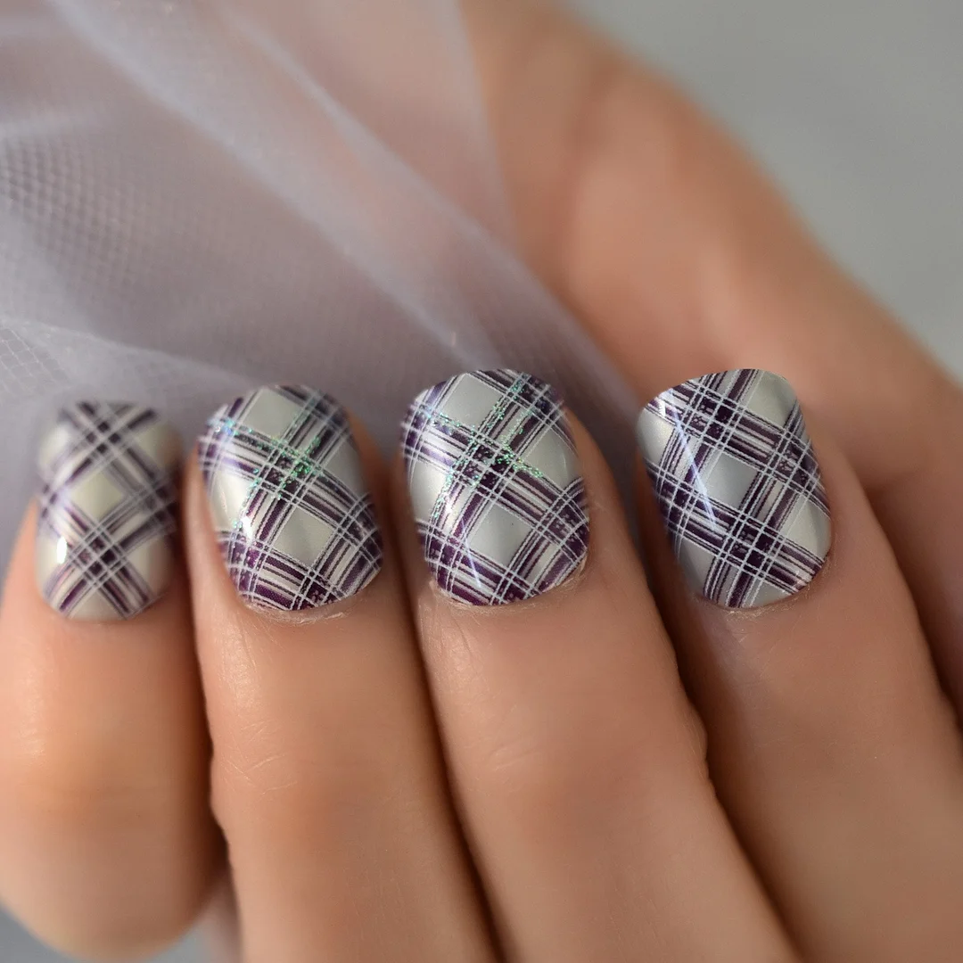 Golden Line Fadeing Glitter Pinkly Simple Deisng Nails Squoval Short Nails Tips Fingernails Art Supplies For Professionals EchiQ-Nail Inspo