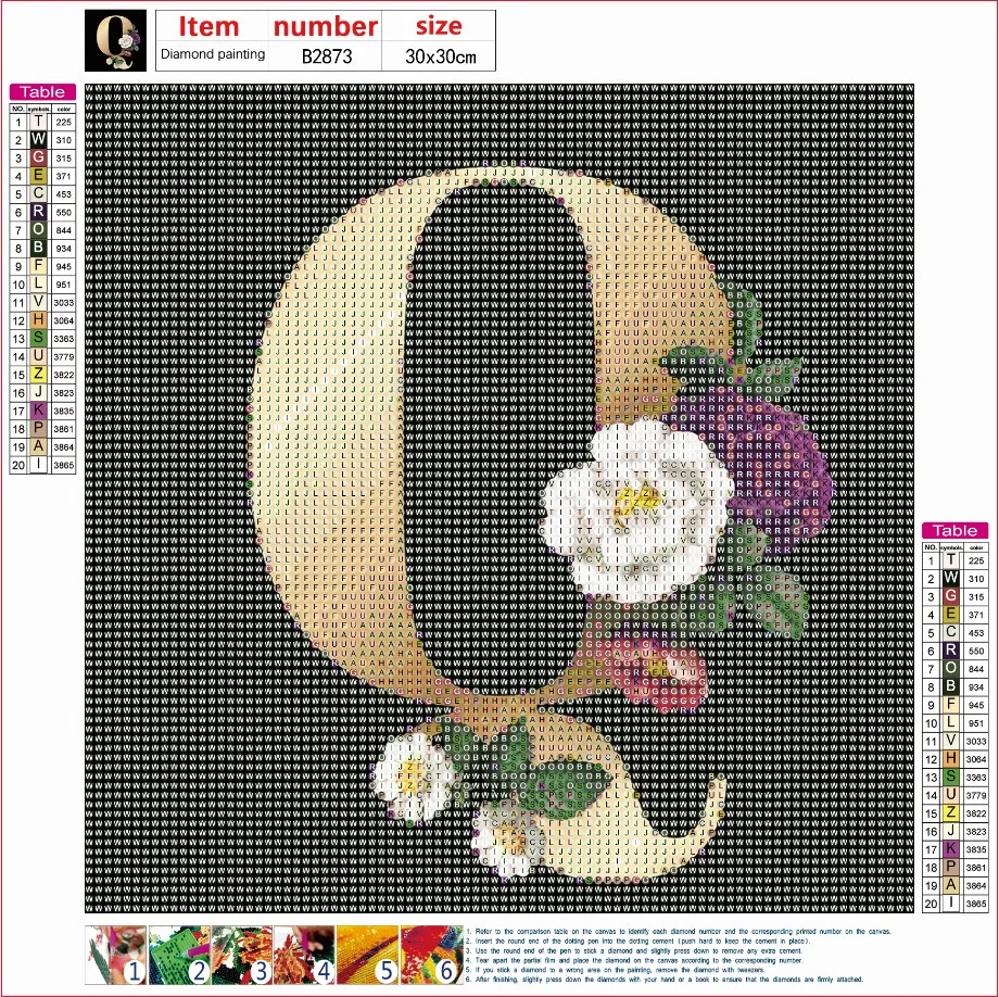 Diamond Painting - Full Round Drill - Flower Alphabet(30*30cm)