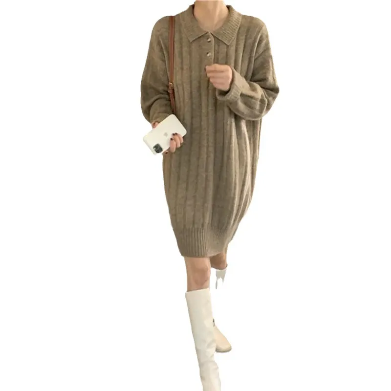 Churchf Churchf And Winter Long Sweater Dress Women With 2024 New Lazy Wind Bottom With Knit Skirt Women