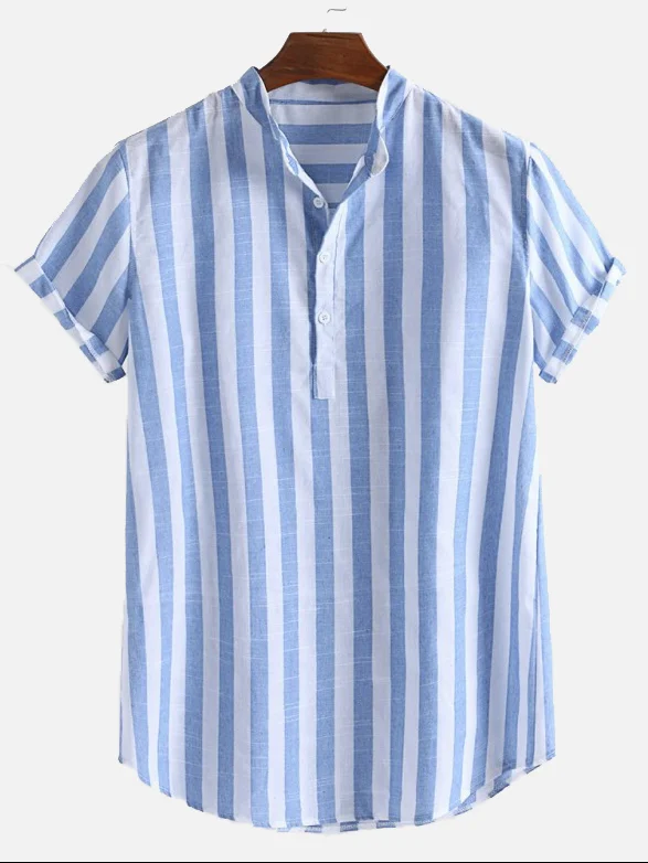 Men's Daily Casual Simple Striped Short Sleeve Shirt