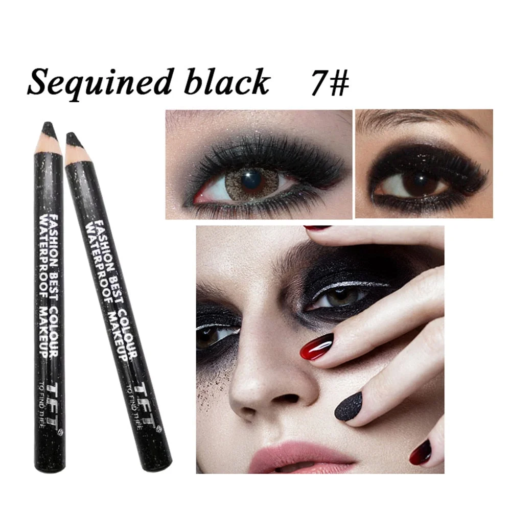 1pc Eyeliner Pen Highlighter Waterproof Matte Eyeshadow Pencil Glitter EyeShadow Pen Cosmetic Glitter Eye Shadow with Sharpener
