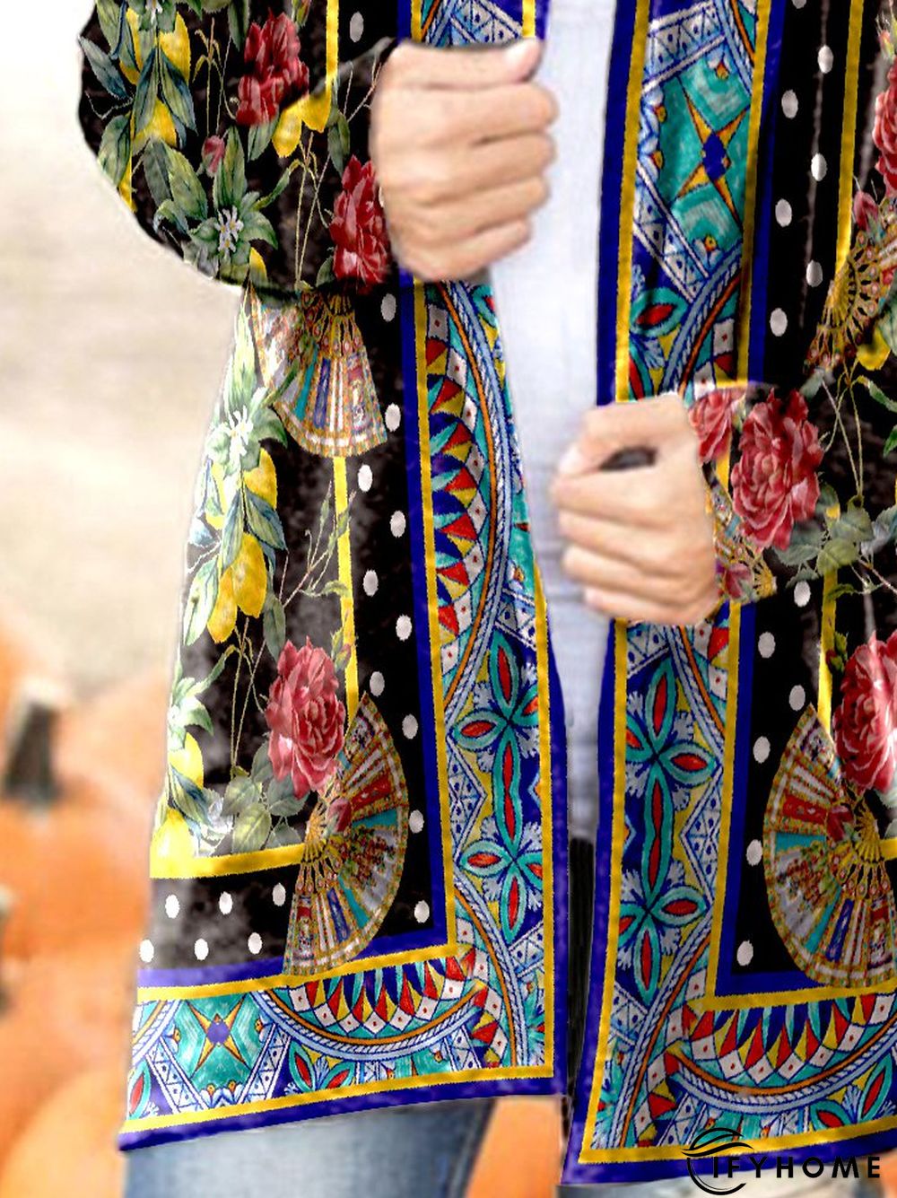 Collarless Vintage Cotton Blends Cardigan | IFYHOME