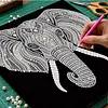 Peinture en perles d&rsquo;&eacute;l&eacute;phant maison avec cadre en bois 30x30 cm art en perles