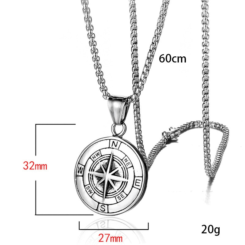 Retro Punk Animal Compass Titanium Steel Iron Zinc Alloy Plating Unisex Pendant Necklace Men Pendant Necklaces