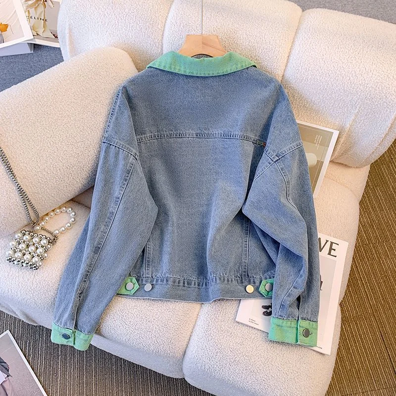 Athvotar Athvotar Denim Jacket Female Design Sense Niche 2025 Spring And Autumn New Loose Set Retro Splicing Jacket Top
