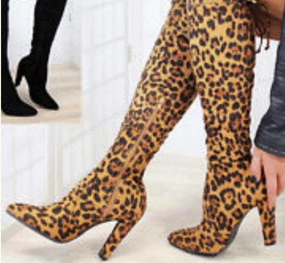 Leopard Print Custom Made Long Boots Vdcoo