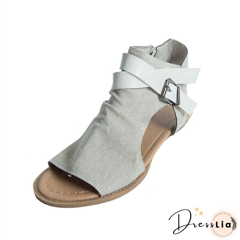 Summer Women Fashion Flat Sandals Girls Retro Roman Buckle Sandals Plus Size